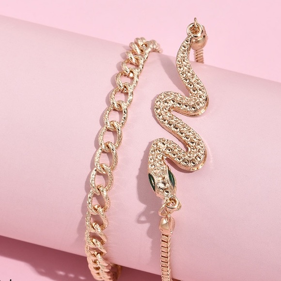 NEW | Snake and Chain Gold Bracelet Set ๐ - Picture 2 of 3